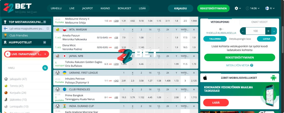 22Bet Verkkopalvelu